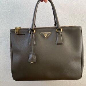 Prada Saffiano Galleria Tote in Chic 🫒 Olive Green and Gold Hardware